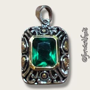 Bundle Sale 3 for $15 | Green Pendant with Silver Tone & Gold Tone Highlights